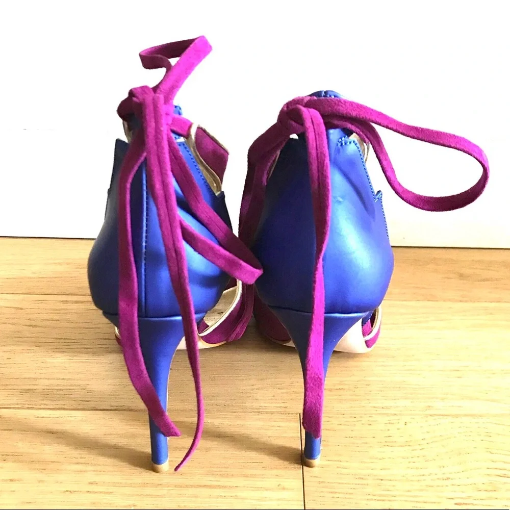 Color Block Blue & Fuchsia Leather Suede Heels – Size 7.5 (EU 38) - Picture 4 of 7